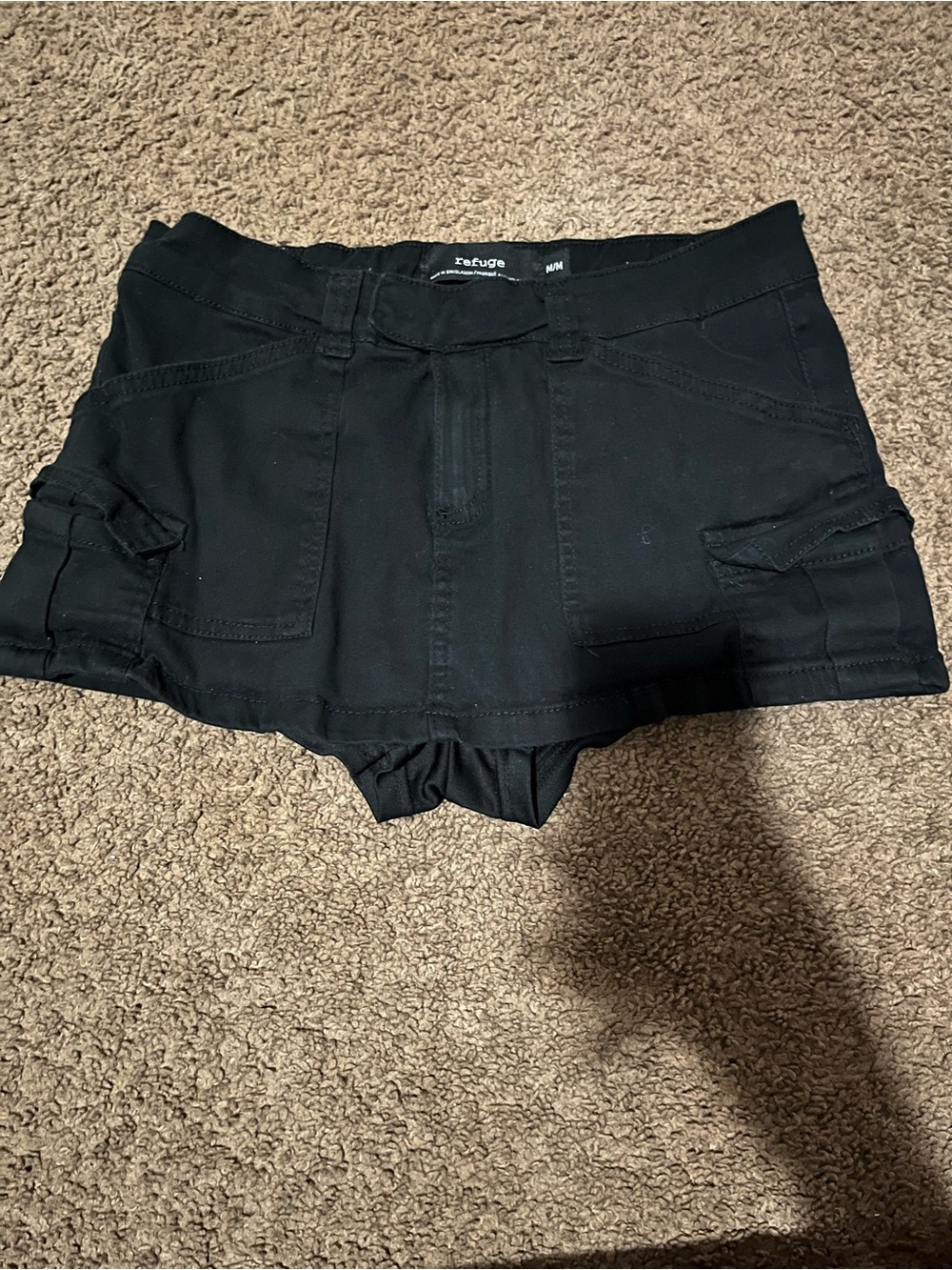 refuge Black Mini Cargo Skirt